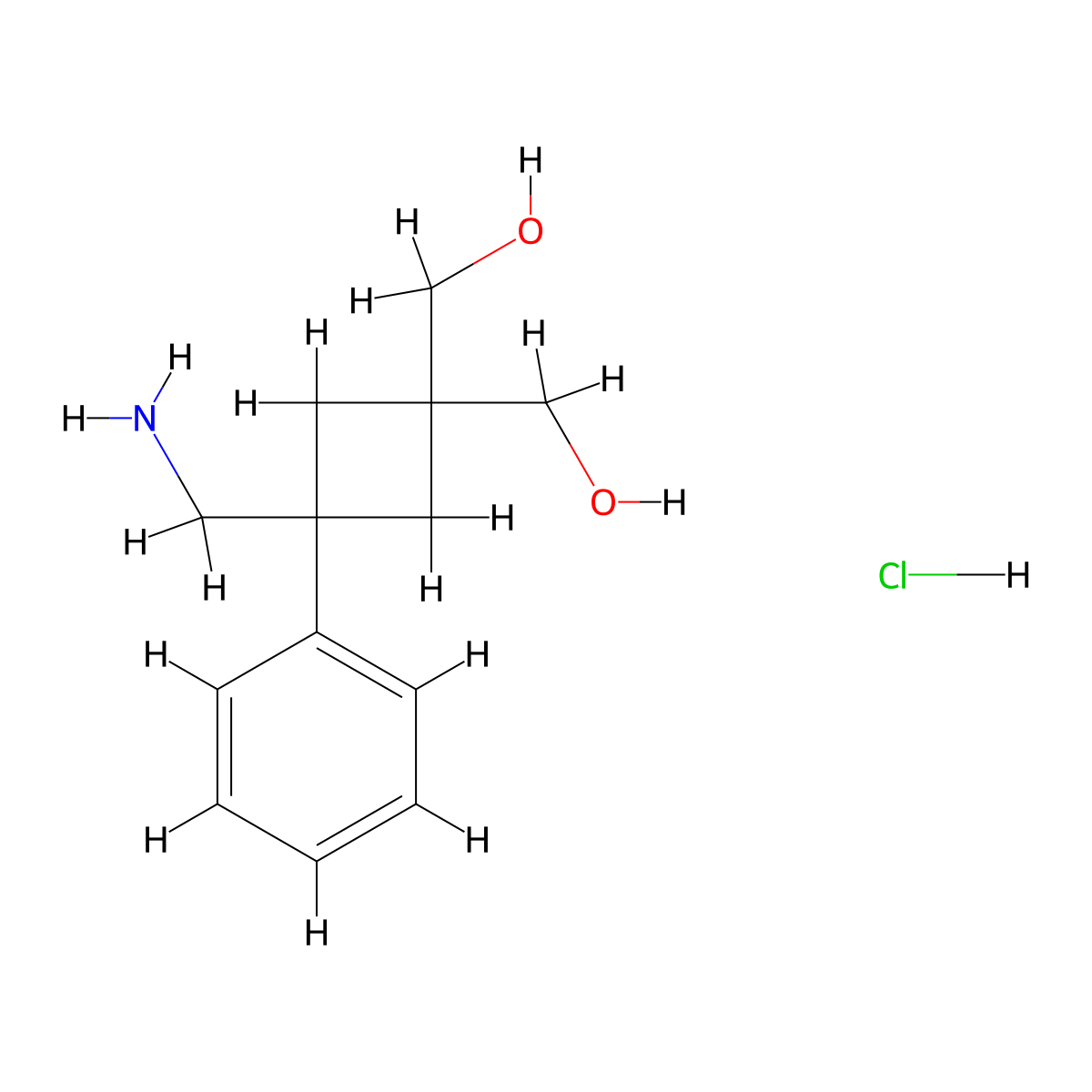 [3-(Aminomethyl)-1-(hydroxymethyl)-3-phenylcyclobutyl]methanol hydrochloride molecular structure, CAS 2919954-70-2
