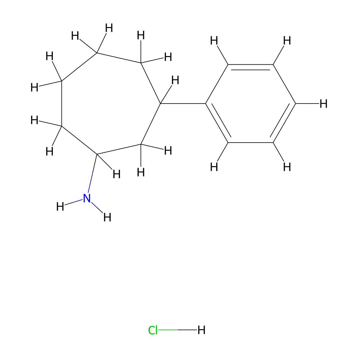 3-Phenylcycloheptan-1-amine hydrochloride molecular structure, CAS 2919954-74-6
