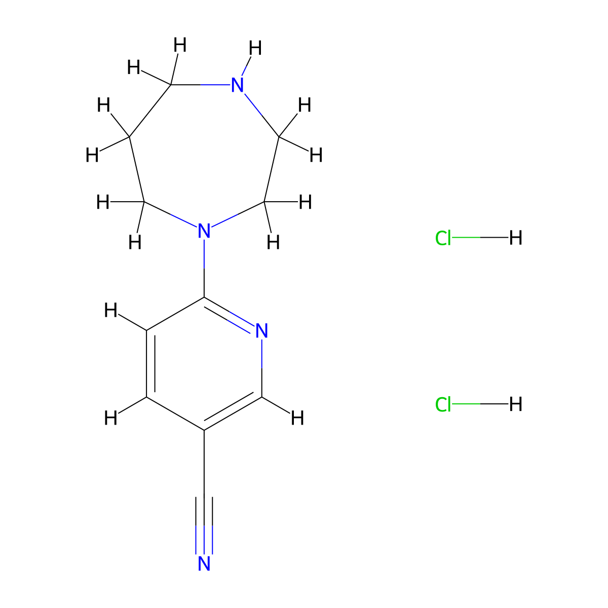 6-(1,4-Diazepan-1-yl)pyridine-3-carbonitrile dihydrochloride molecular structure, CAS 2919954-81-5