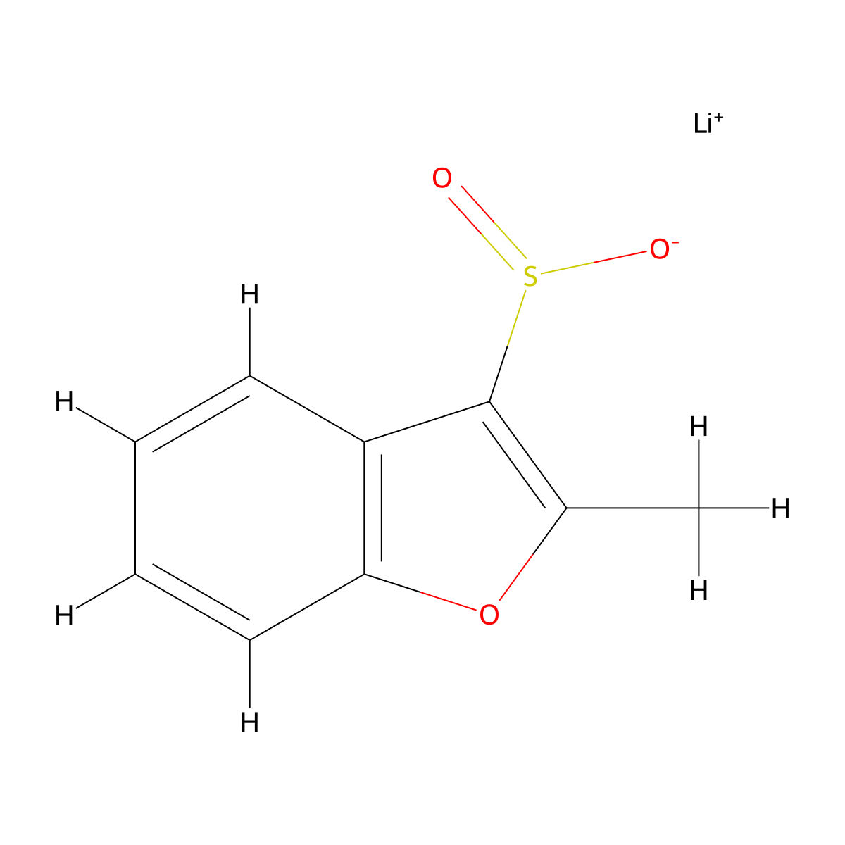 Lithium(1+) 2-methyl-1-benzofuran-3-sulfinate molecular structure, CAS 2919954-82-6