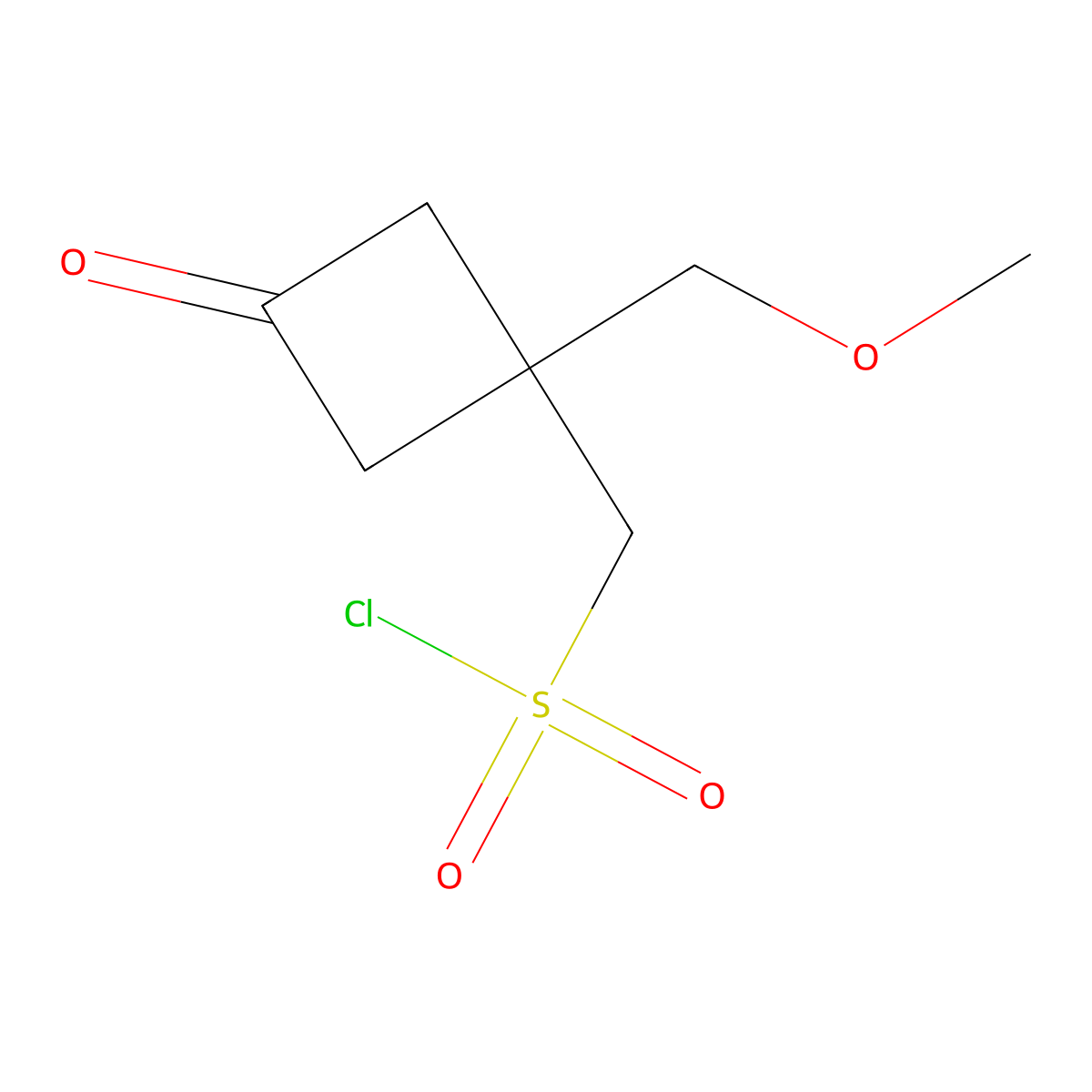 [1-(Methoxymethyl)-3-oxocyclobutyl]methanesulfonyl chloride molecular structure, CAS 2919954-87-1