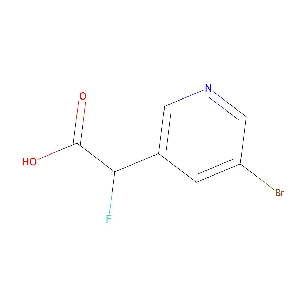2-(5-Bromopyridin-3-yl)-2-fluoroacetic acid molecular structure, CAS 2919954-89-3
