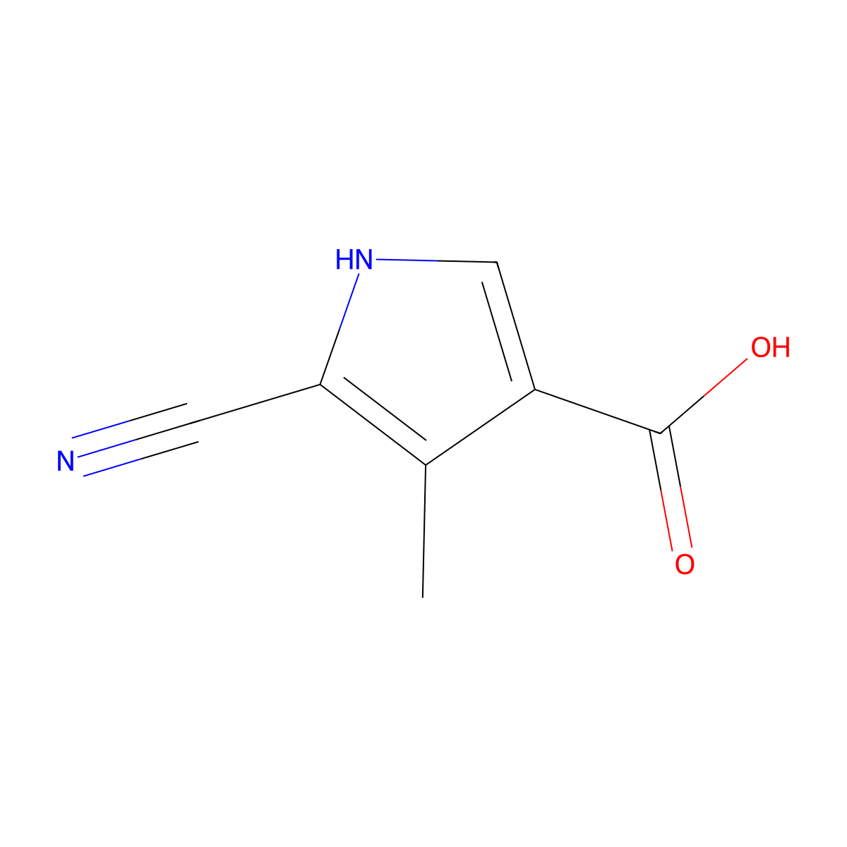 5-cyano-4-methyl-1H-pyrrole-3-carboxylic acid molecular structure, CAS 2919954-97-3