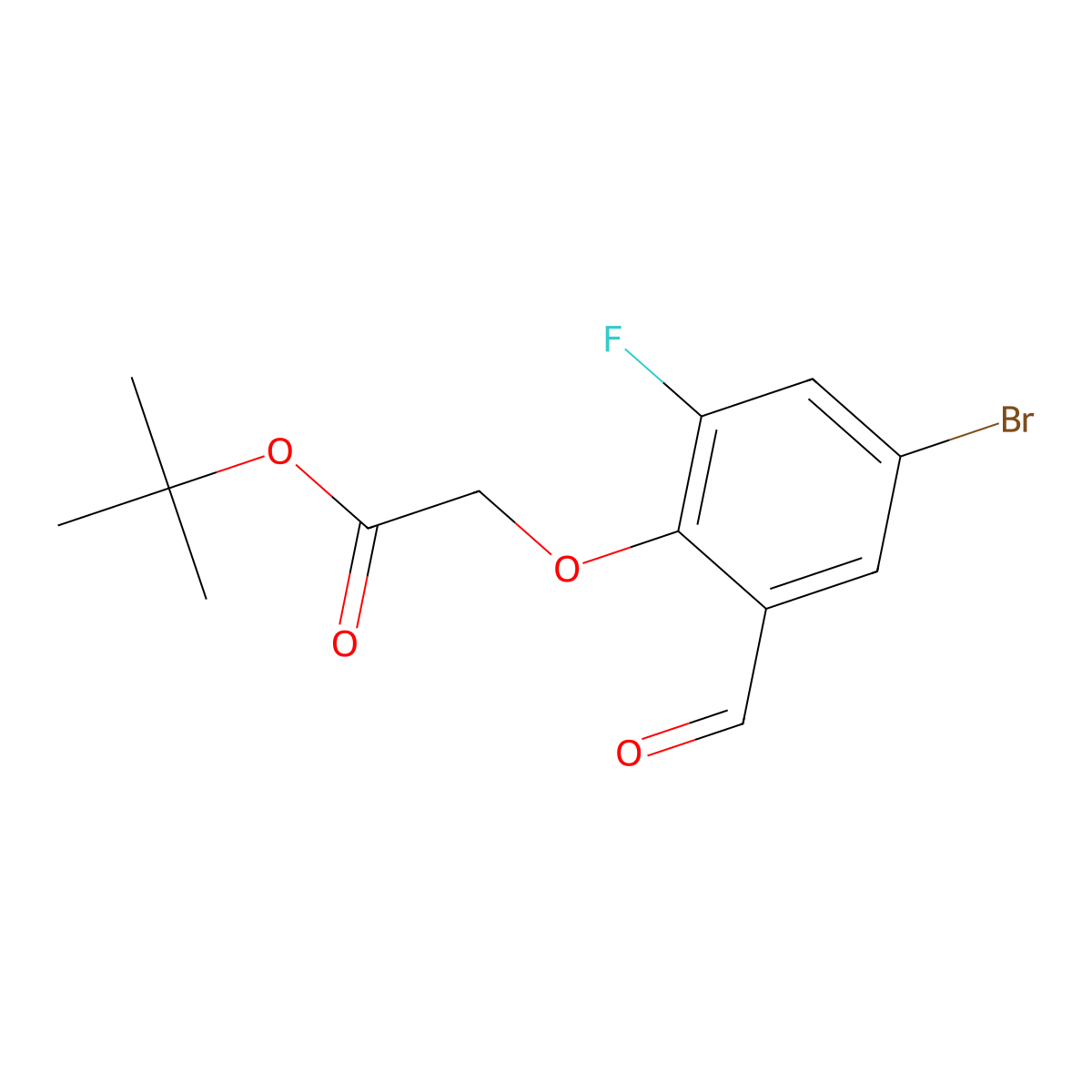 Tert-butyl 2-(4-bromo-2-fluoro-6-formylphenoxy)acetate molecular structure, CAS 2919955-03-4