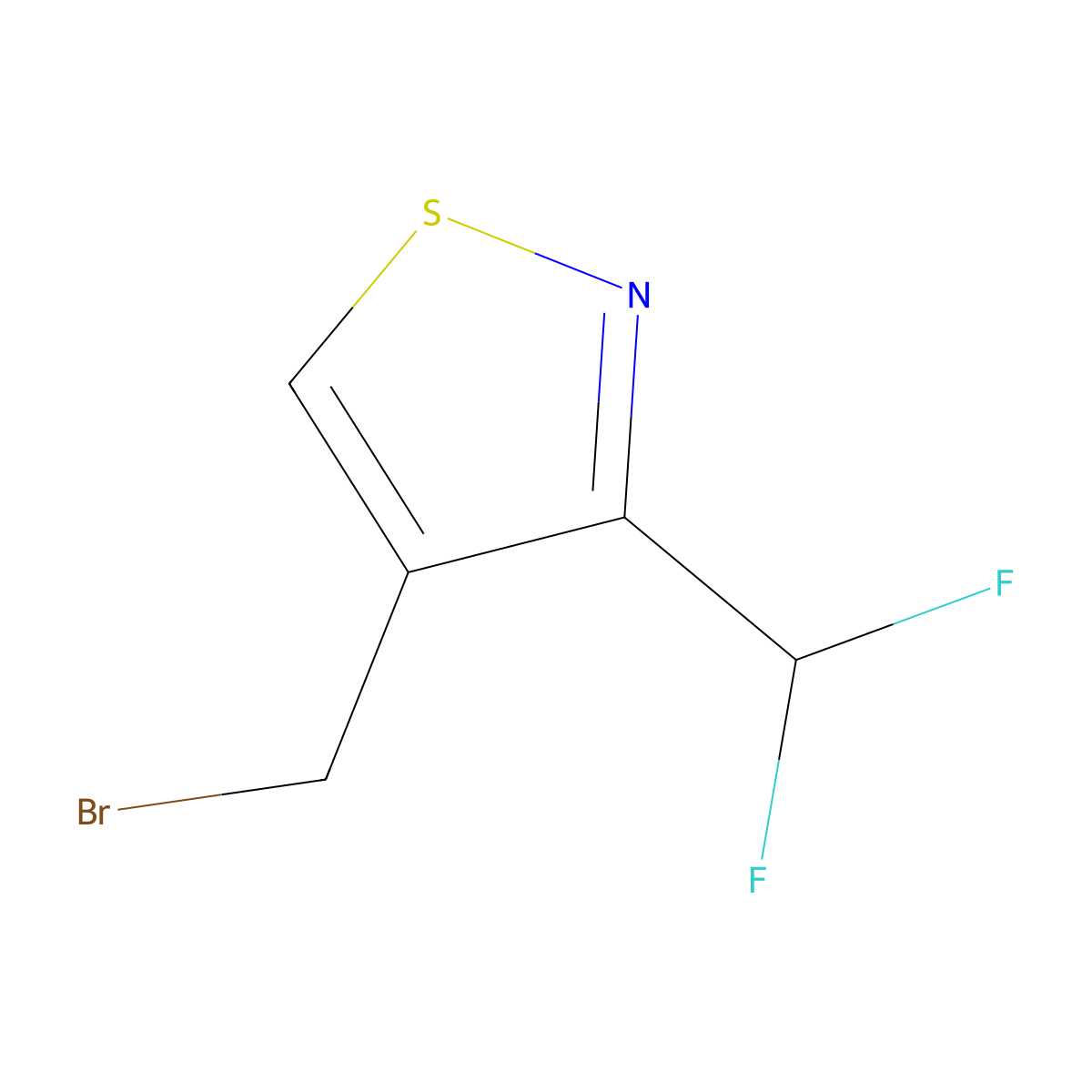 4-(Bromomethyl)-3-(difluoromethyl)-1,2-thiazole molecular structure, CAS 2919955-07-8