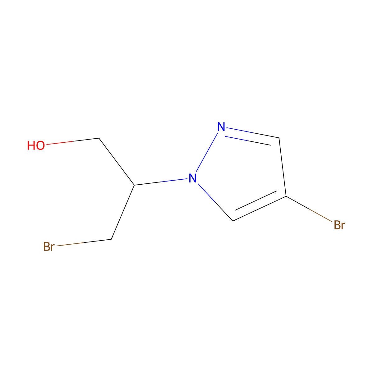 3-bromo-2-(4-bromo-1H-pyrazol-1-yl)propan-1-ol molecular structure, CAS 2919955-11-4