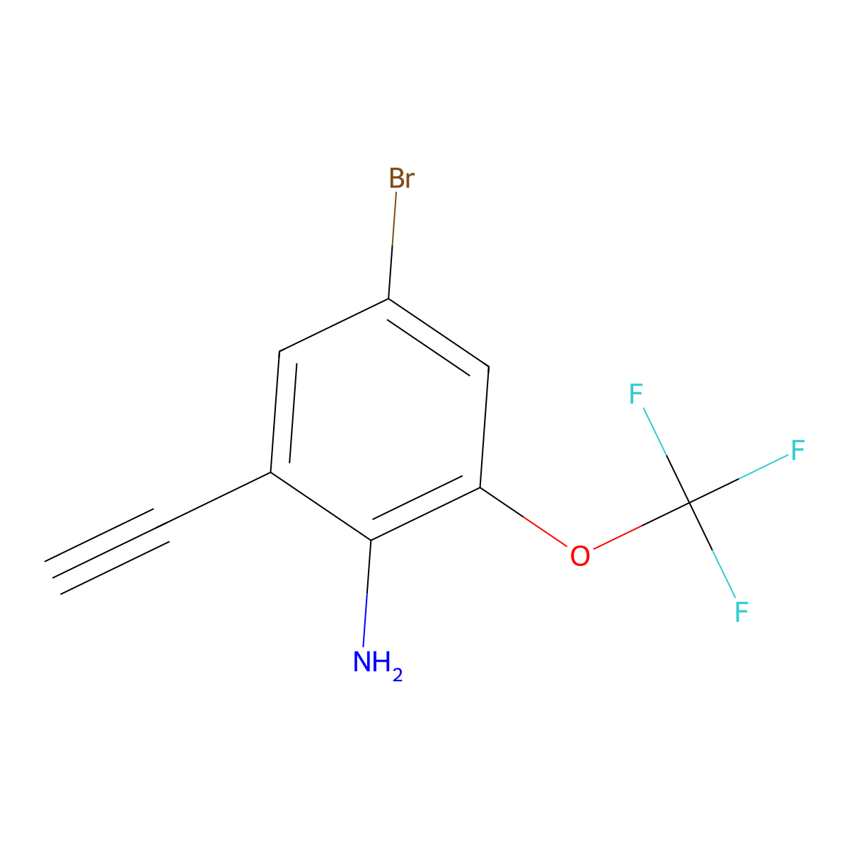4-Bromo-2-ethynyl-6-(trifluoromethoxy)aniline molecular structure, CAS 2919955-26-1