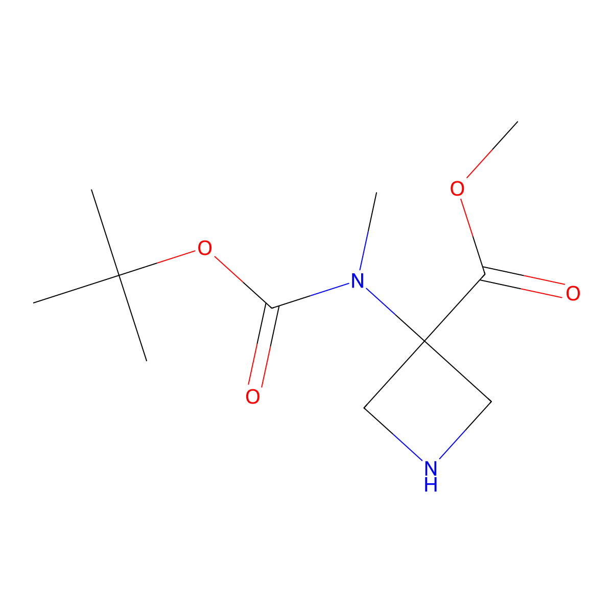 Methyl 3-{[(tert-butoxy)carbonyl](methyl)amino}azetidine-3-carboxylate molecular structure, CAS 2919955-30-7