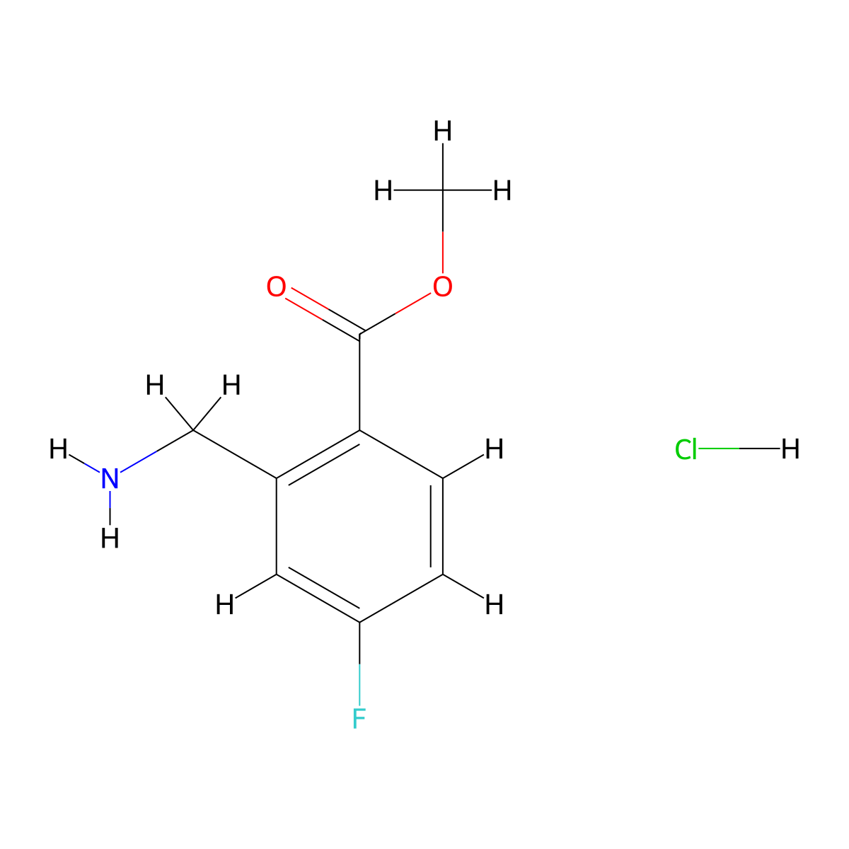 Methyl 2-(aminomethyl)-4-fluorobenzoate hydrochloride molecular structure, CAS 2919955-35-2