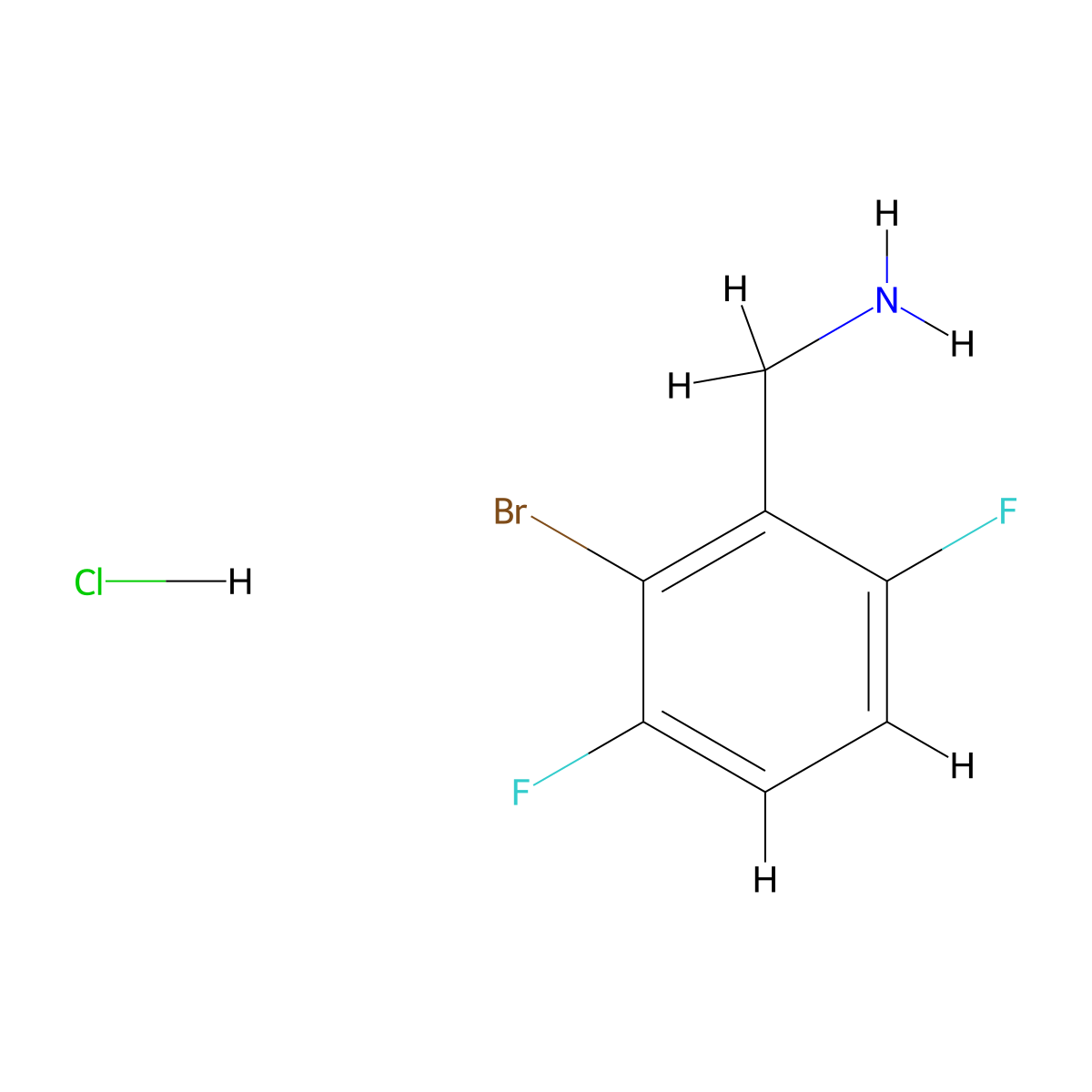 1-(2-Bromo-3,6-difluorophenyl)methanamine hydrochloride molecular structure, CAS 2919955-41-0