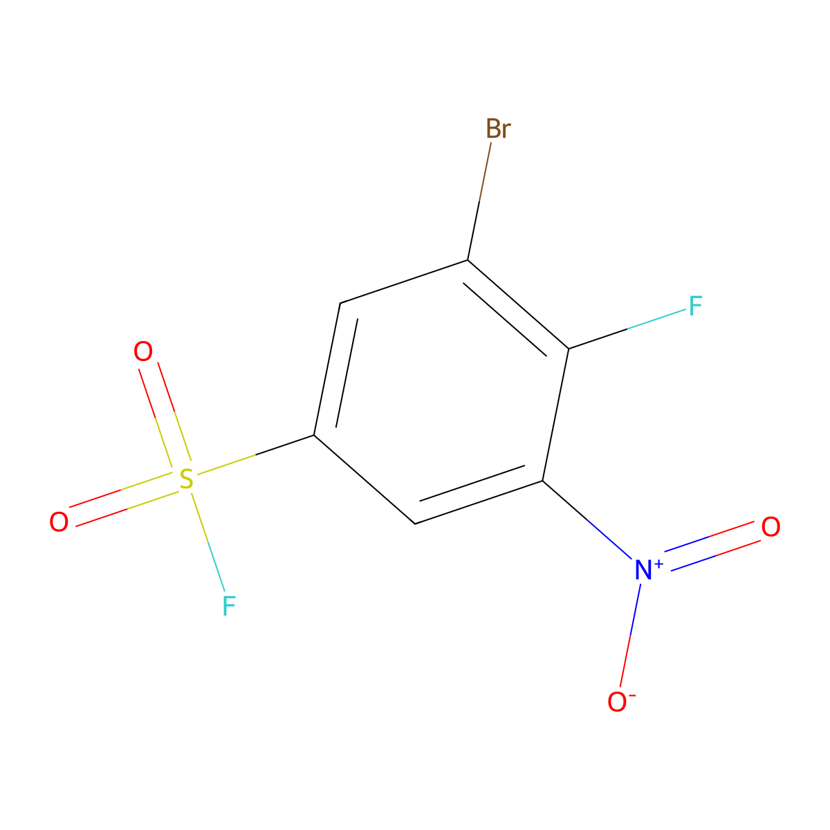 3-Bromo-4-fluoro-5-nitrobenzene-1-sulfonyl fluoride molecular structure, CAS 2919955-48-7
