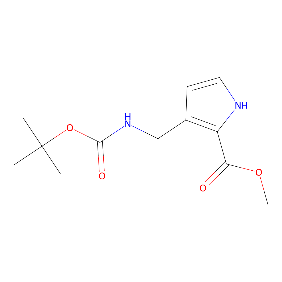methyl 3-({[(tert-butoxy)carbonyl]amino}methyl)-1H-pyrrole-2-carboxylate molecular structure, CAS 2919955-65-8