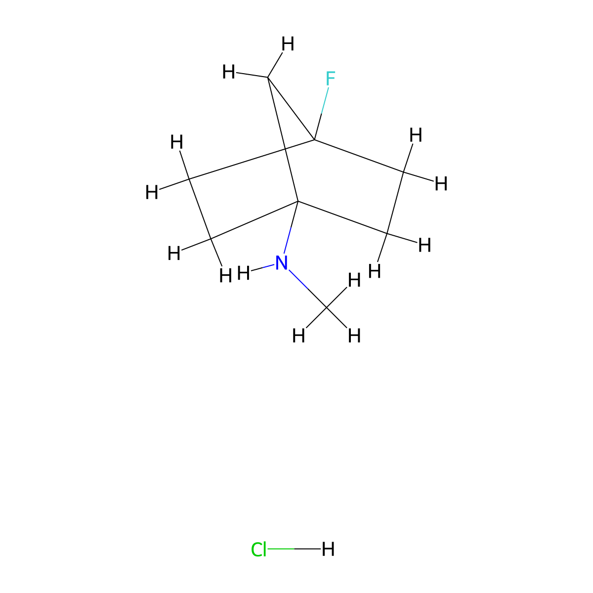 4-fluoro-N-methylbicyclo[2.2.1]heptan-1-amine hydrochloride molecular structure, CAS 2919955-69-2