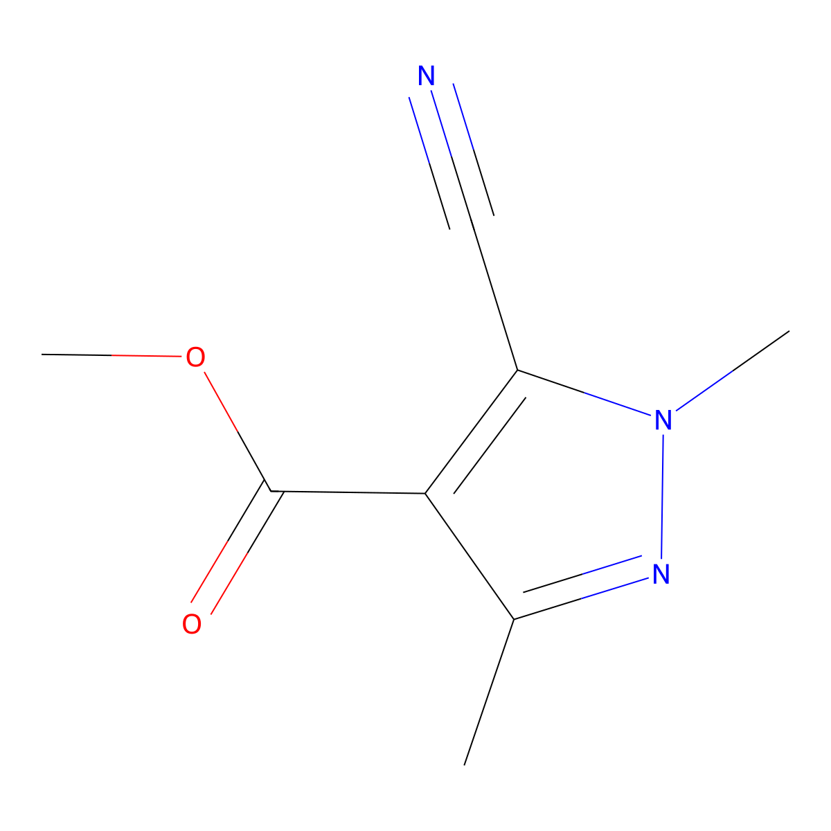methyl 5-cyano-1,3-dimethyl-1H-pyrazole-4-carboxylate molecular structure, CAS 2919955-79-4