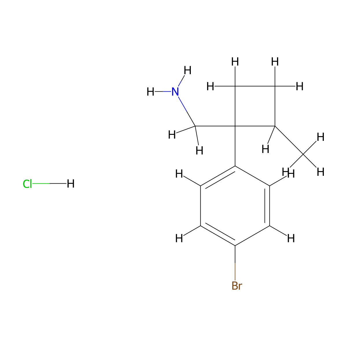 1-[1-(4-Bromophenyl)-2-methylcyclobutyl]methanamine hydrochloride molecular structure, CAS 2919955-84-1