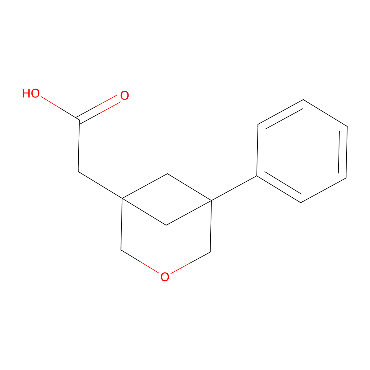 2-{5-Phenyl-3-oxabicyclo[3.1.1]heptan-1-yl}acetic acid molecular structure, CAS 2919955-93-2