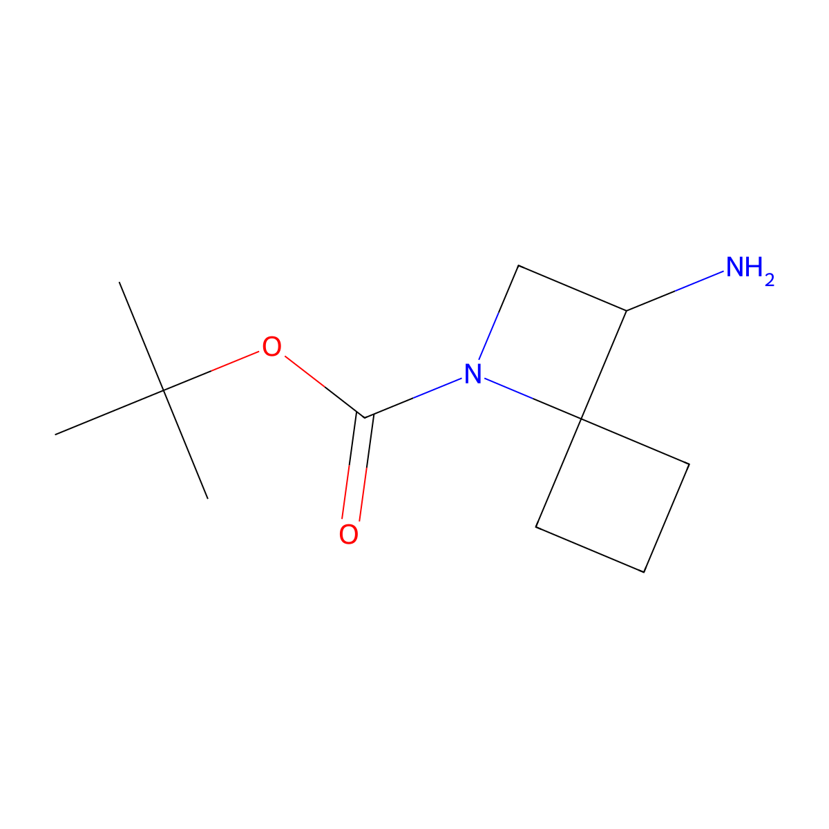 Tert-butyl 3-amino-1-azaspiro[3.3]heptane-1-carboxylate molecular structure, CAS 2919955-94-3