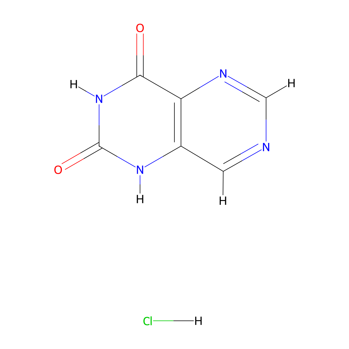 [1,3]Diazino[5,4-d]pyrimidine-2,4-diol hydrochloride molecular structure, CAS 2919955-95-4