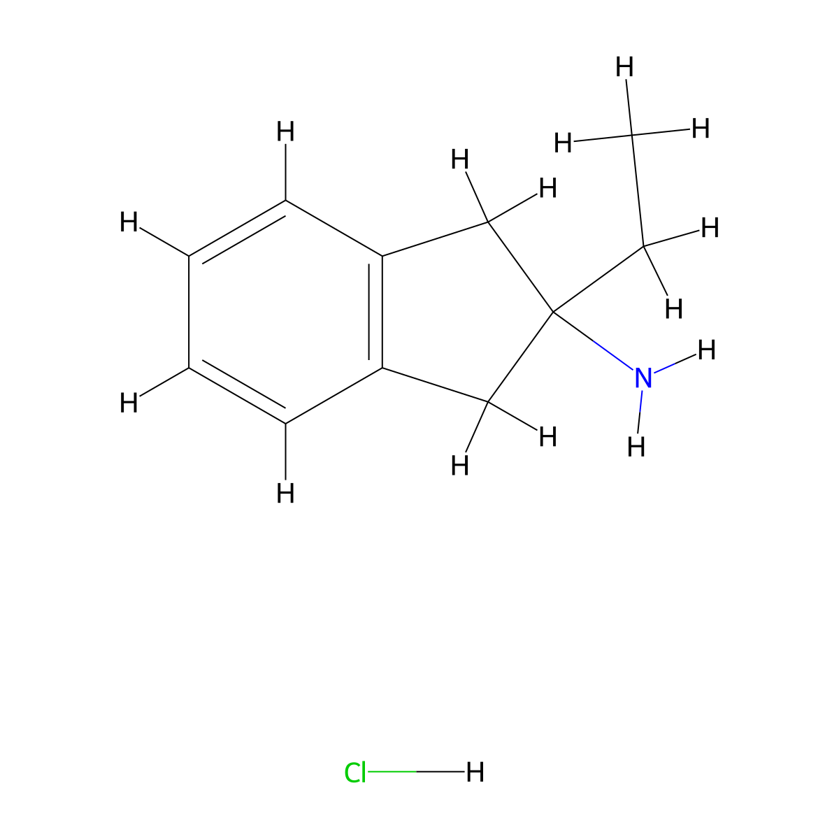 2-ethyl-2,3-dihydro-1H-inden-2-amine hydrochloride molecular structure, CAS 2919956-00-4