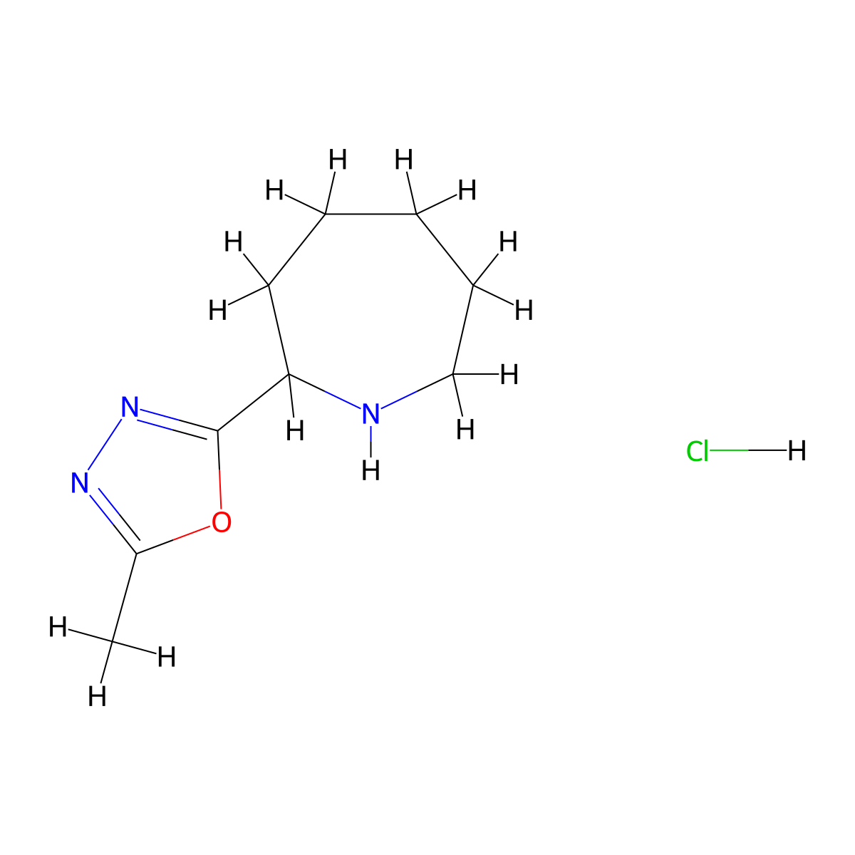 2-(5-Methyl-1,3,4-oxadiazol-2-yl)azepane hydrochloride molecular structure, CAS 2919956-01-5