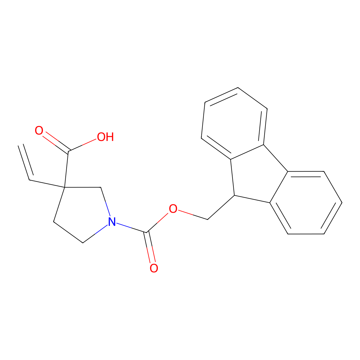 3-ethenyl-1-{[(9H-fluoren-9-yl)methoxy]carbonyl}pyrrolidine-3-carboxylic acid molecular structure, CAS 2919956-02-6