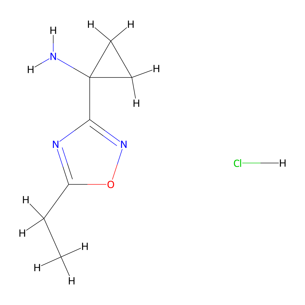 1-(5-Ethyl-1,2,4-oxadiazol-3-yl)cyclopropan-1-amine hydrochloride molecular structure, CAS 2919961-87-6