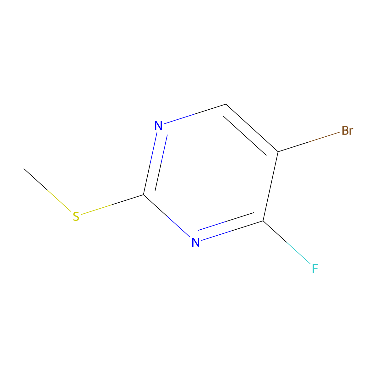 5-Bromo-4-fluoro-2-(methylsulfanyl)pyrimidine molecular structure, CAS 2919961-91-2