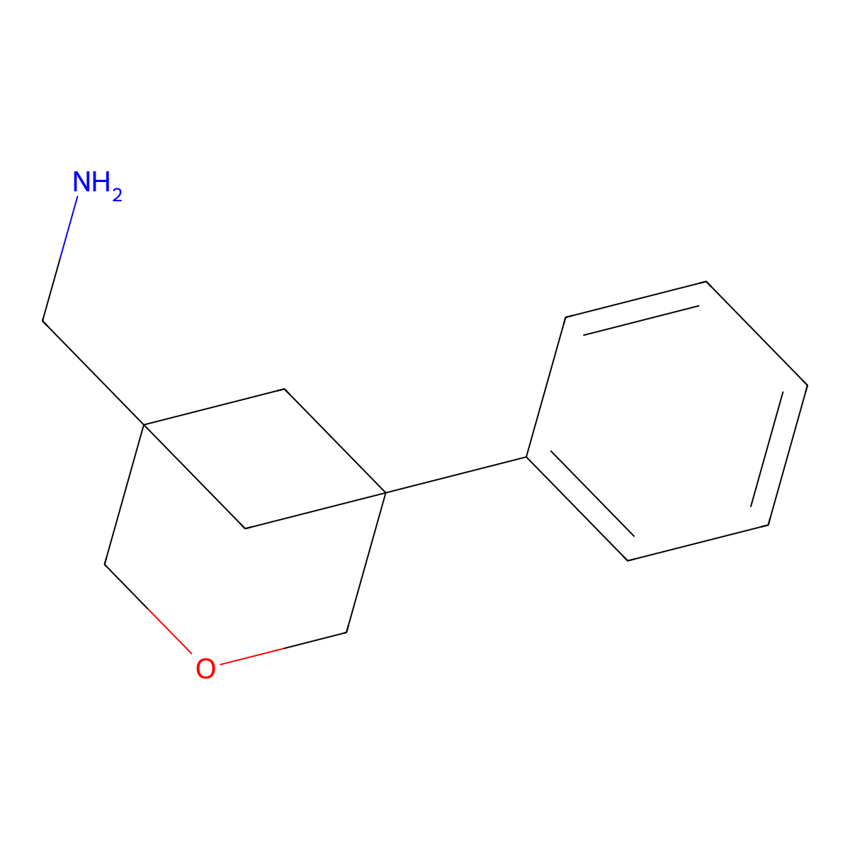 1-{5-Phenyl-3-oxabicyclo[3.1.1]heptan-1-yl}methanamine molecular structure, CAS 2919962-01-7