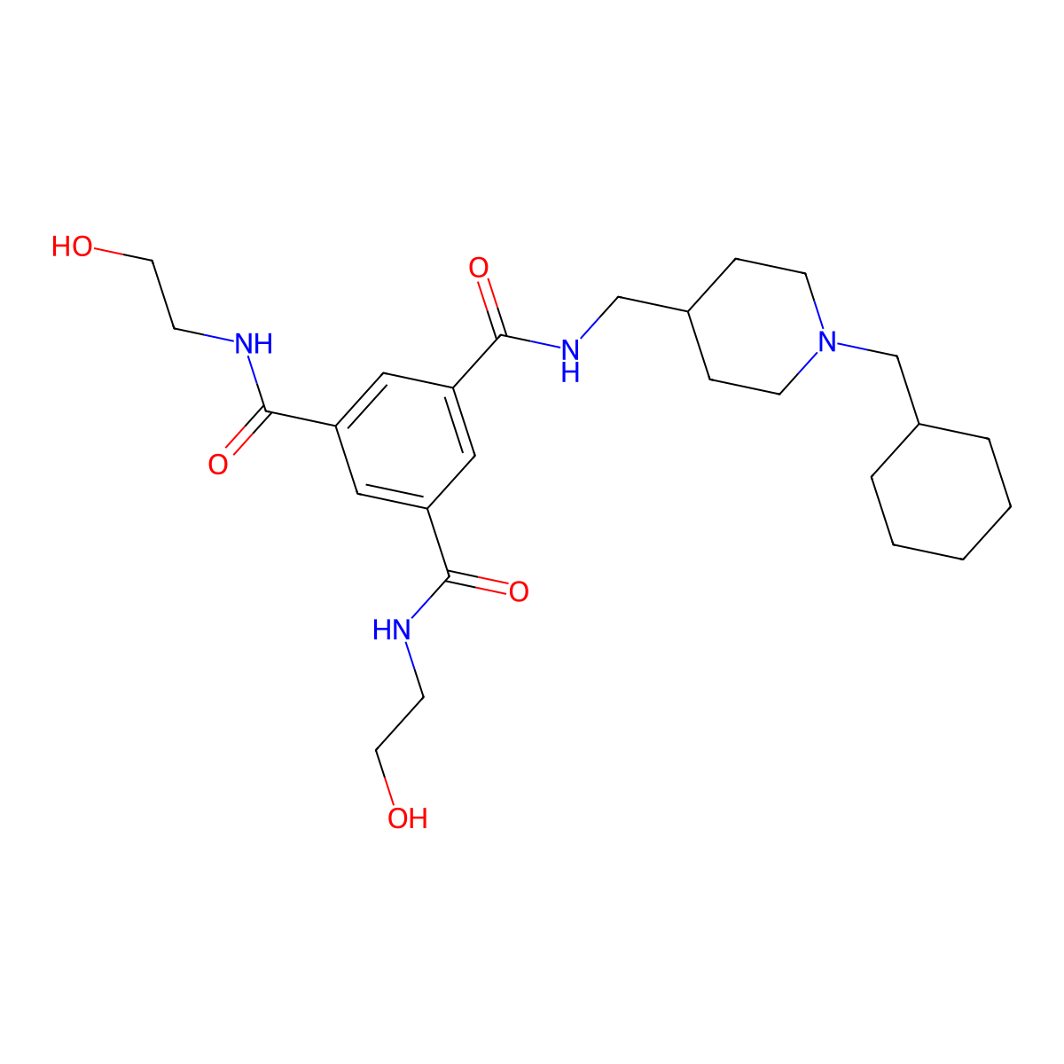 3-N-[[1-(cyclohexylmethyl)piperidin-4-yl]methyl]-1-N,5-N-bis(2-hydroxyethyl)benzene-1,3,5-tricarboxamide molecular structure, CAS 2919962-53-9