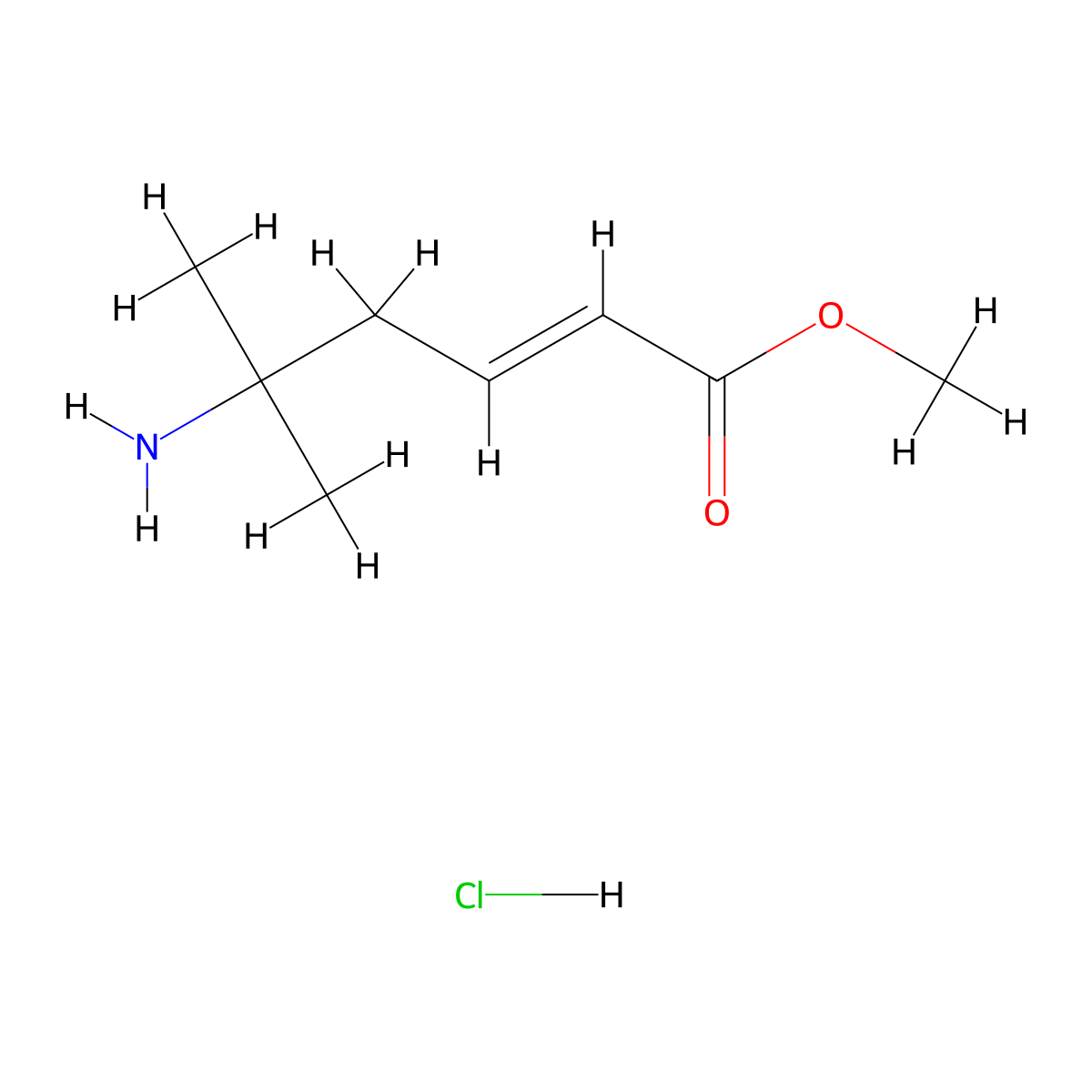 methyl (2E)-5-amino-5-methylhex-2-enoate hydrochloride molecular structure, CAS 2919971-15-4