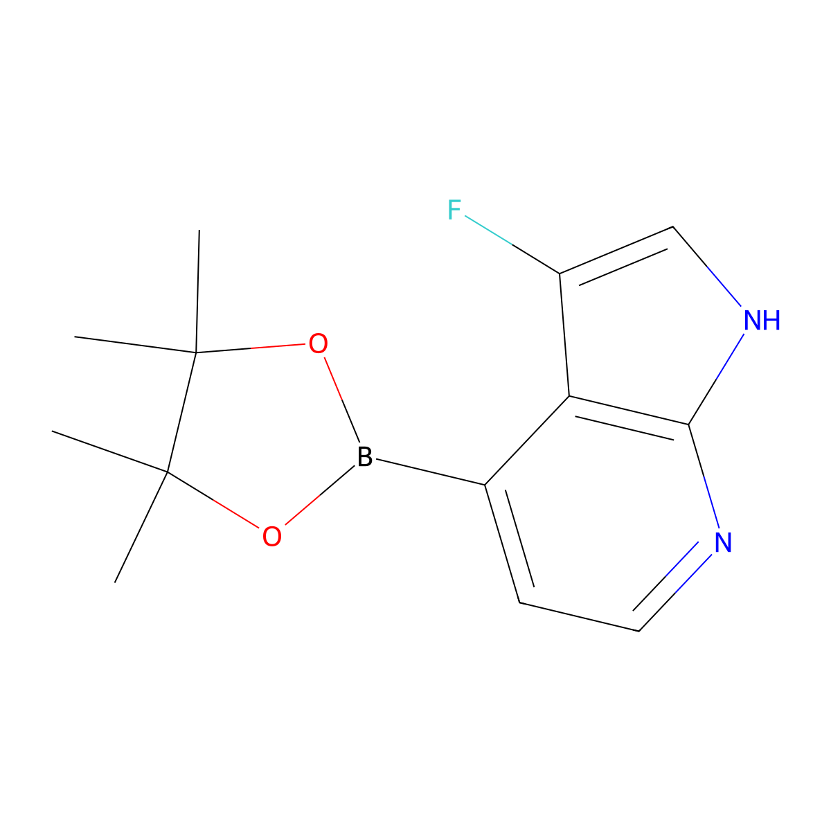3-fluoro-4-(tetramethyl-1,3,2-dioxaborolan-2-yl)-1H-pyrrolo[2,3-b]pyridine molecular structure, CAS 2920048-89-9