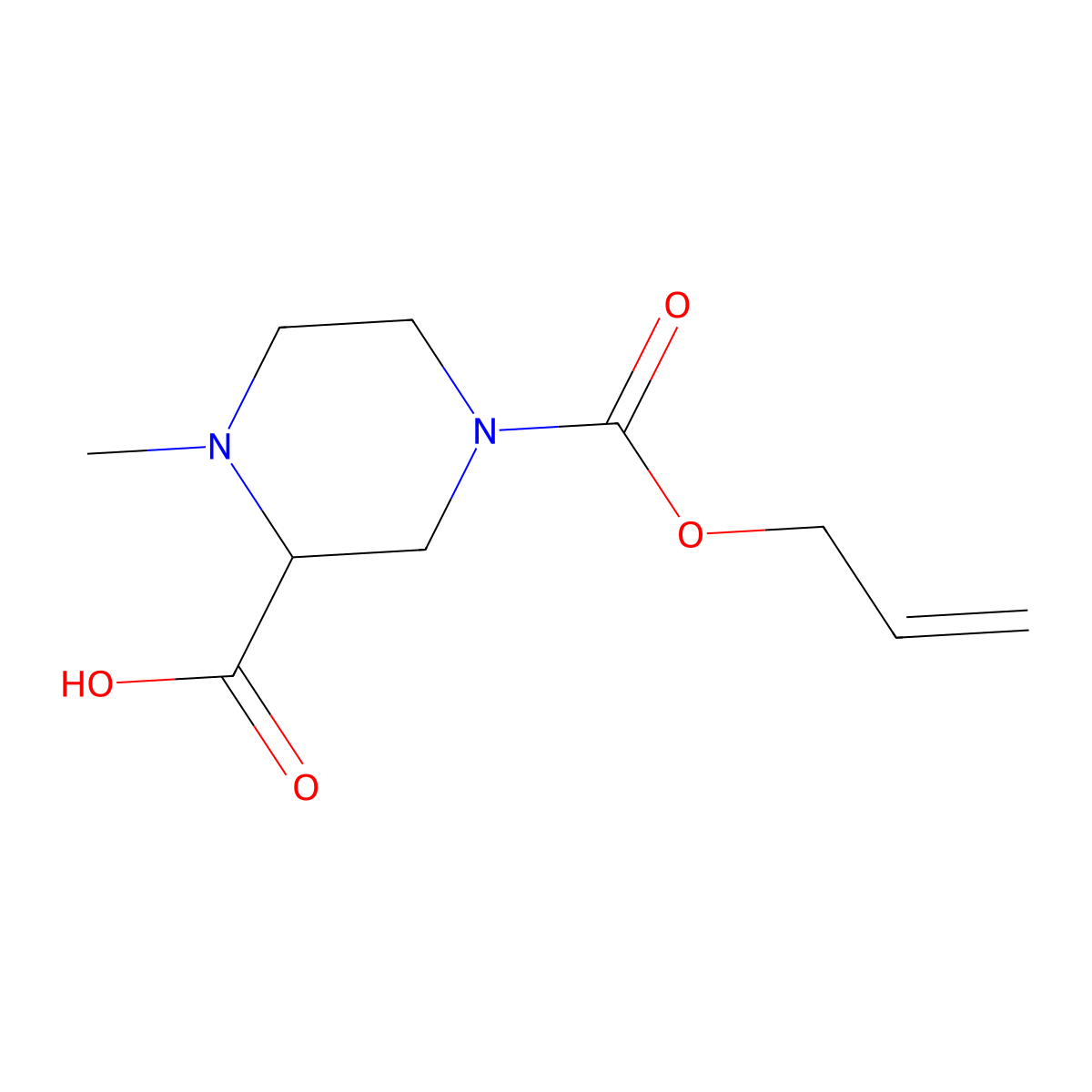 (2S)-1-methyl-4-[(prop-2-en-1-yloxy)carbonyl]piperazine-2-carboxylic acid molecular structure, CAS 2920084-27-9