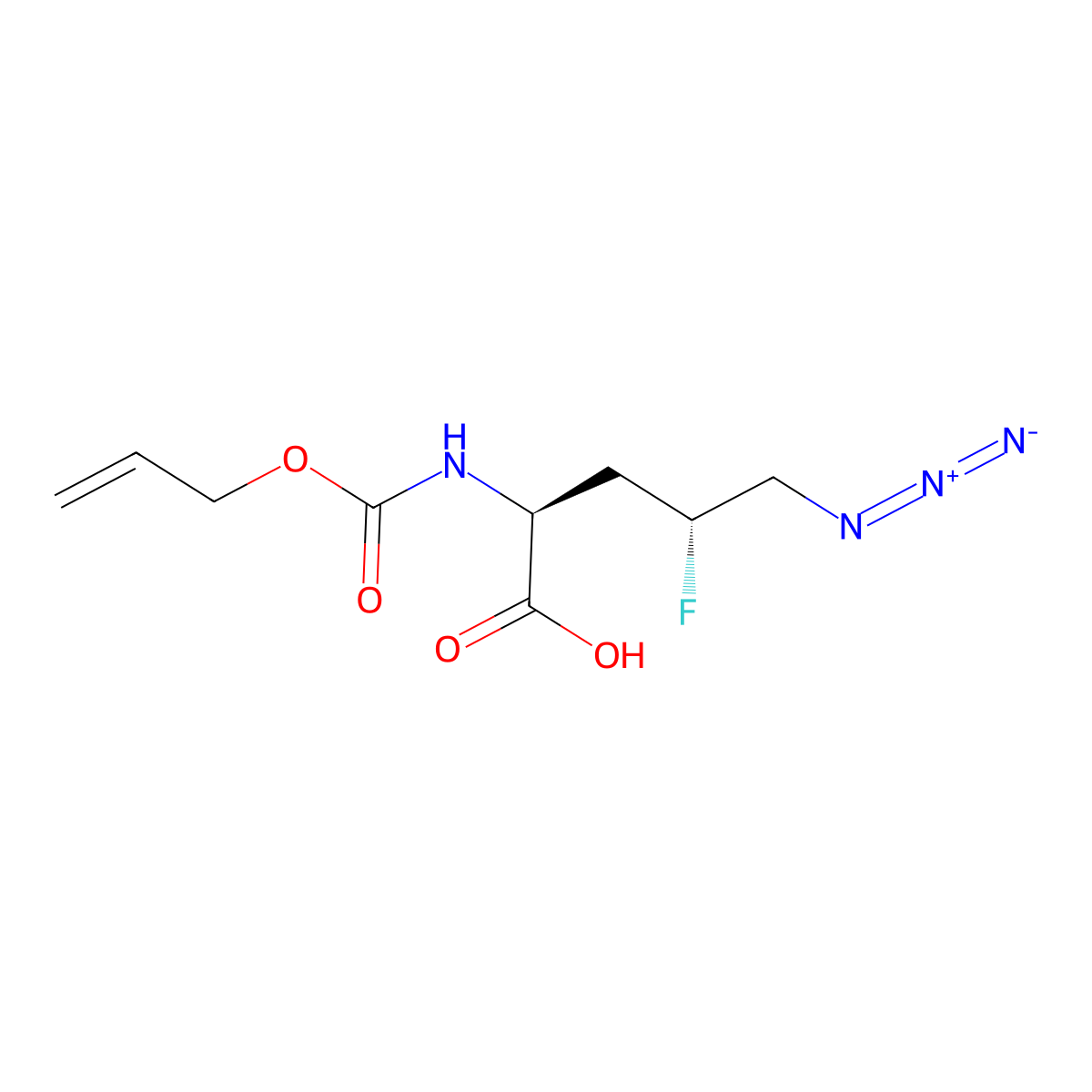(2S,4R)-5-azido-4-fluoro-2-{[(prop-2-en-1-yloxy)carbonyl]amino}pentanoic acid molecular structure, CAS 2920084-48-4