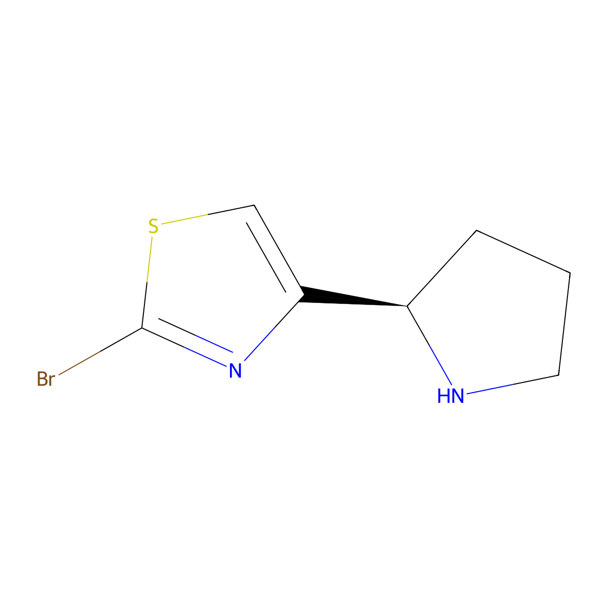 2-bromo-4-[(2R)-pyrrolidin-2-yl]-1,3-thiazole molecular structure, CAS 2920085-11-4