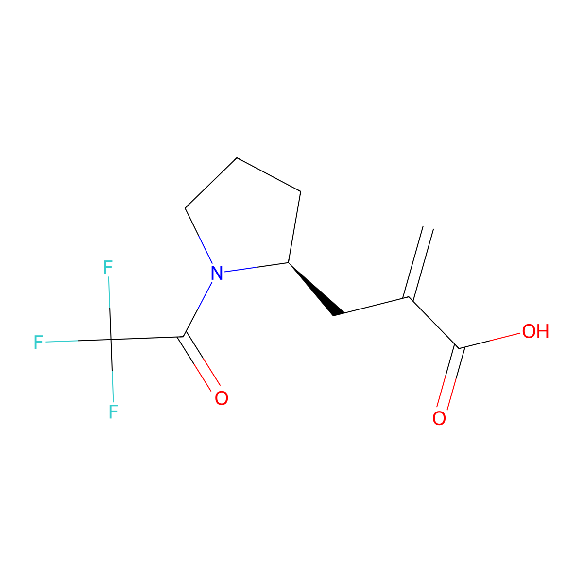 2-{[(2S)-1-(2,2,2-trifluoroacetyl)pyrrolidin-2-yl]methyl}prop-2-enoic acid molecular structure, CAS 2920085-31-8