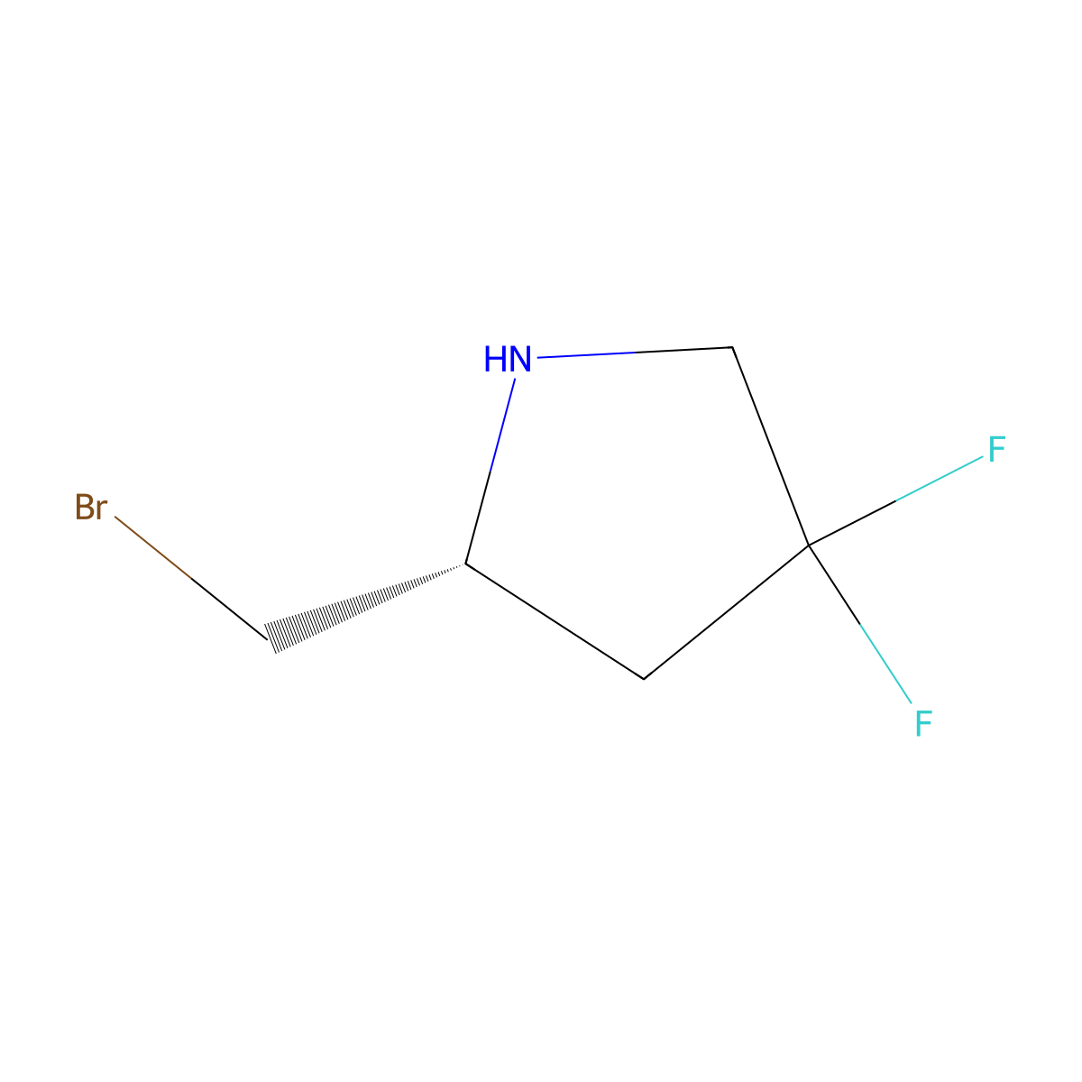 (2R)-2-(bromomethyl)-4,4-difluoropyrrolidine molecular structure, CAS 2920085-37-4