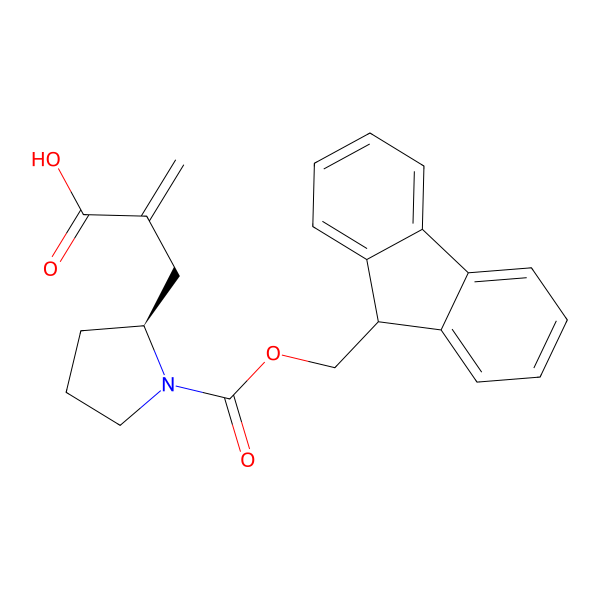 2-{[(2S)-1-{[(9H-fluoren-9-yl)methoxy]carbonyl}pyrrolidin-2-yl]methyl}prop-2-enoic acid molecular structure, CAS 2920085-45-4