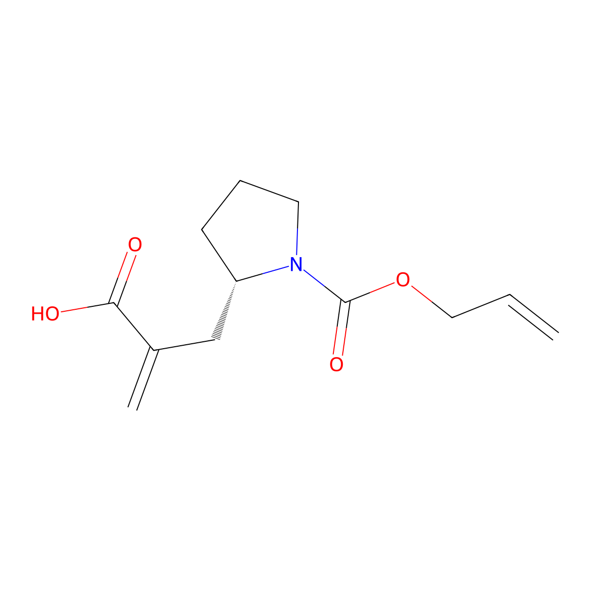 2-{[(2S)-1-[(prop-2-en-1-yloxy)carbonyl]pyrrolidin-2-yl]methyl}prop-2-enoic acid molecular structure, CAS 2920085-47-6