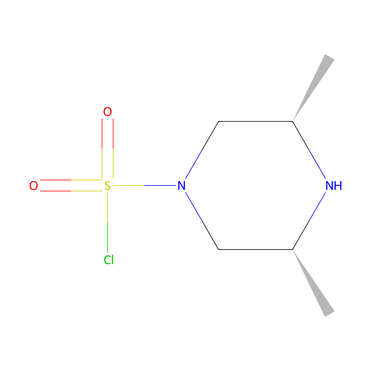 (3R,5S)-3,5-dimethylpiperazine-1-sulfonyl chloride molecular structure, CAS 2920085-92-1