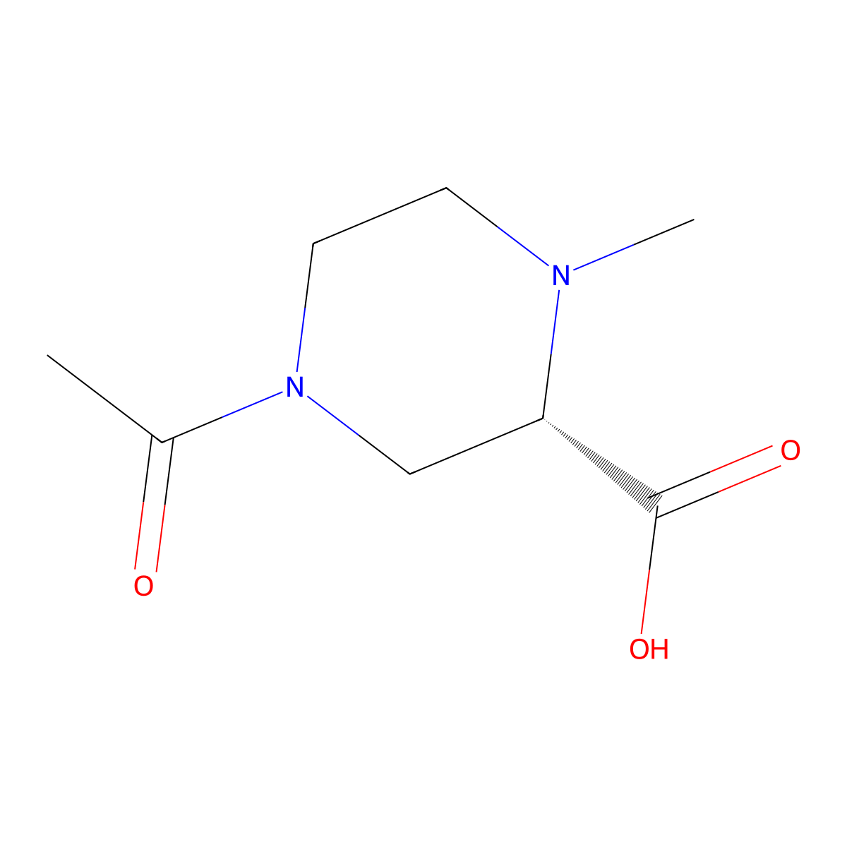 (2S)-4-acetyl-1-methylpiperazine-2-carboxylic acid molecular structure, CAS 2920086-27-5