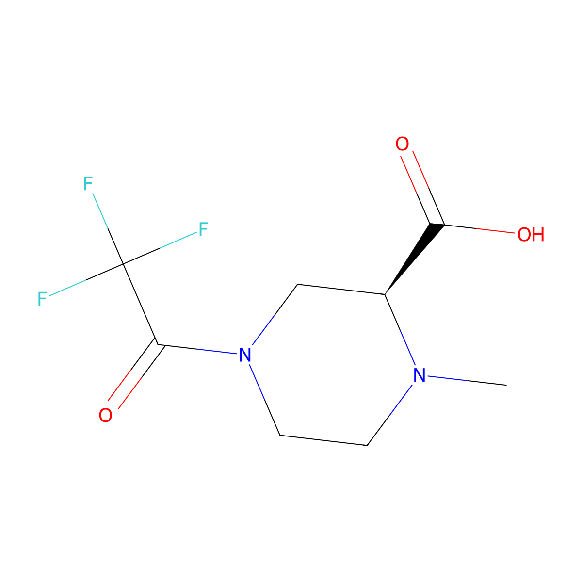 (2S)-1-methyl-4-(2,2,2-trifluoroacetyl)piperazine-2-carboxylic acid molecular structure, CAS 2920087-00-7