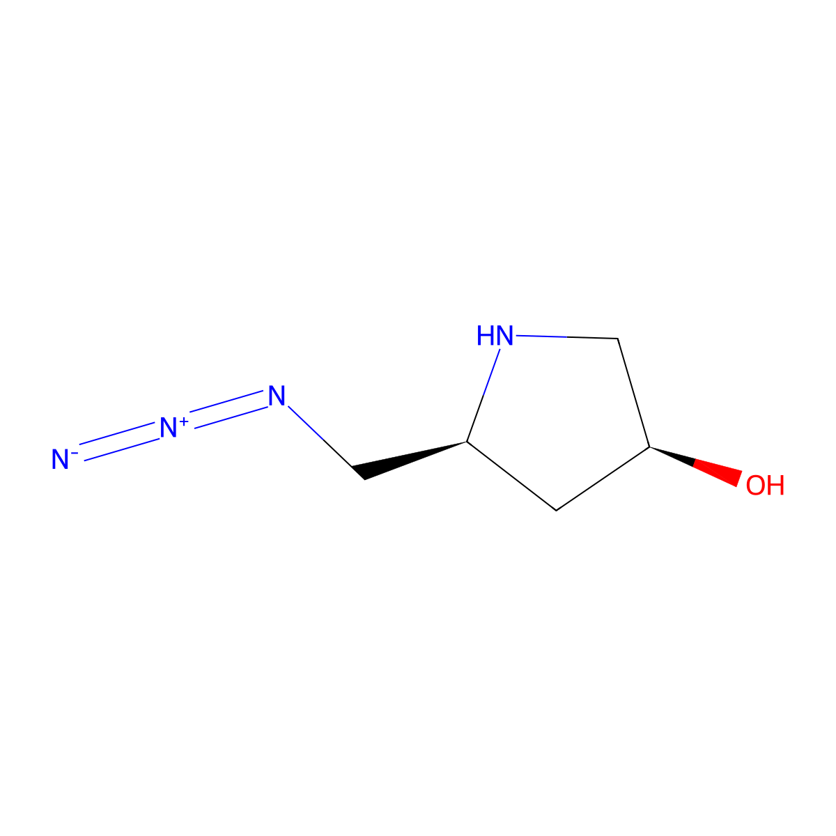 (3S,5S)-5-(azidomethyl)pyrrolidin-3-ol molecular structure, CAS 2920087-04-1