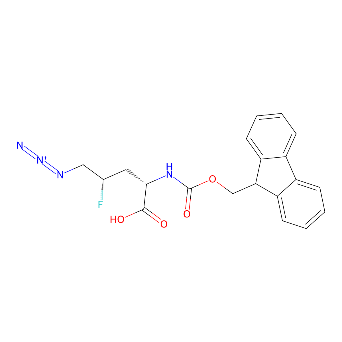 (2S,4S)-5-azido-2-({[(9H-fluoren-9-yl)methoxy]carbonyl}amino)-4-fluoropentanoic acid molecular structure, CAS 2920087-42-7