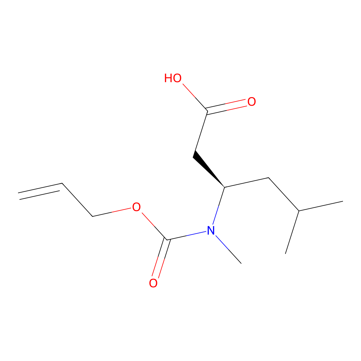 (3R)-5-methyl-3-{methyl[(prop-2-en-1-yloxy)carbonyl]amino}hexanoic acid molecular structure, CAS 2920087-63-2