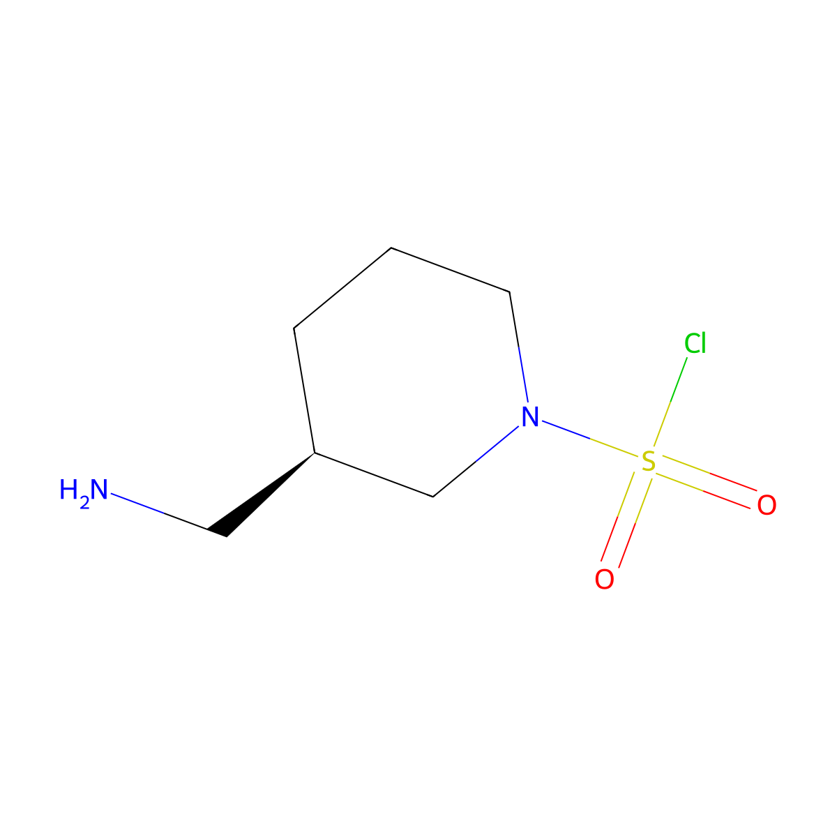 (3R)-3-(aminomethyl)piperidine-1-sulfonyl chloride molecular structure, CAS 2920087-97-2