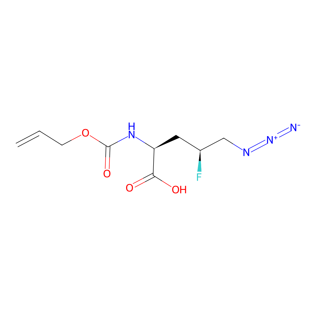 (2S,4S)-5-azido-4-fluoro-2-{[(prop-2-en-1-yloxy)carbonyl]amino}pentanoic acid molecular structure, CAS 2920088-03-3