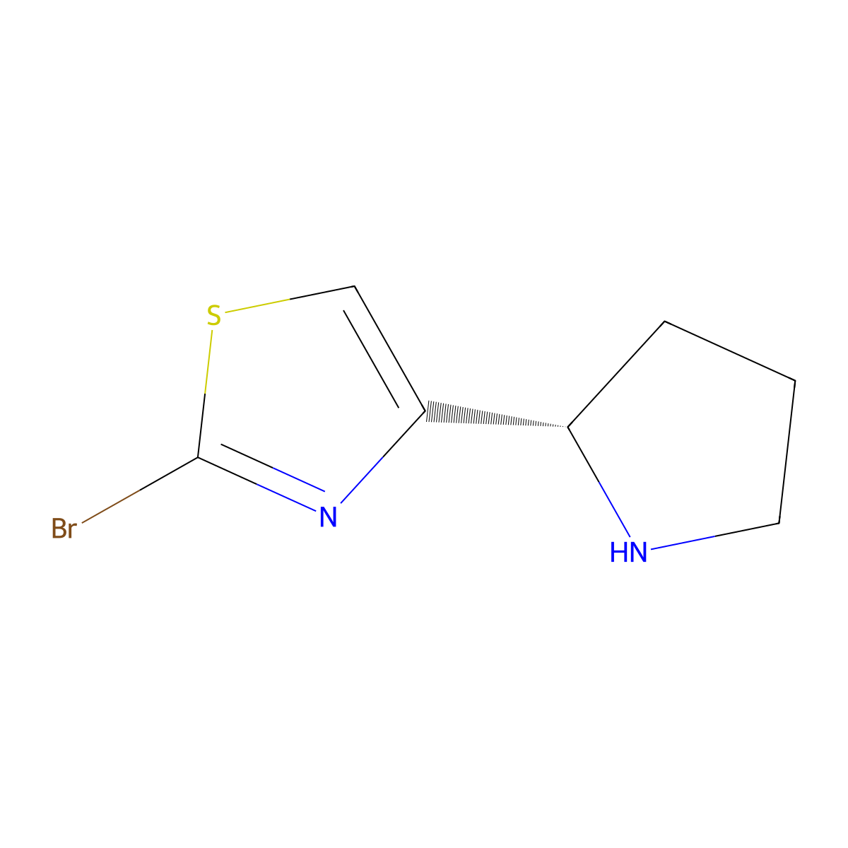2-bromo-4-[(2S)-pyrrolidin-2-yl]-1,3-thiazole molecular structure, CAS 2920088-09-9