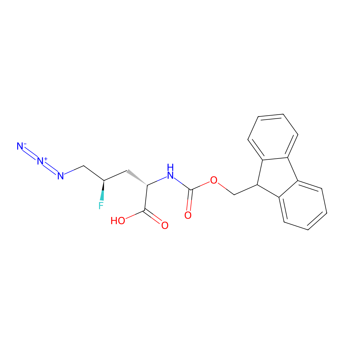 (2S,4R)-5-azido-2-({[(9H-fluoren-9-yl)methoxy]carbonyl}amino)-4-fluoropentanoic acid molecular structure, CAS 2920089-09-2