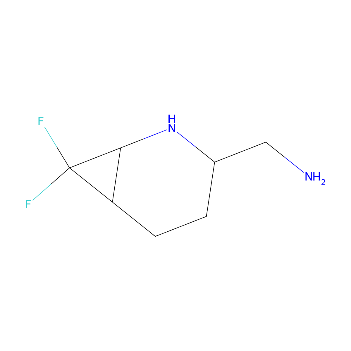 1-[(3S)-7,7-difluoro-2-azabicyclo[4.1.0]heptan-3-yl]methanamine molecular structure, CAS 2920113-75-1