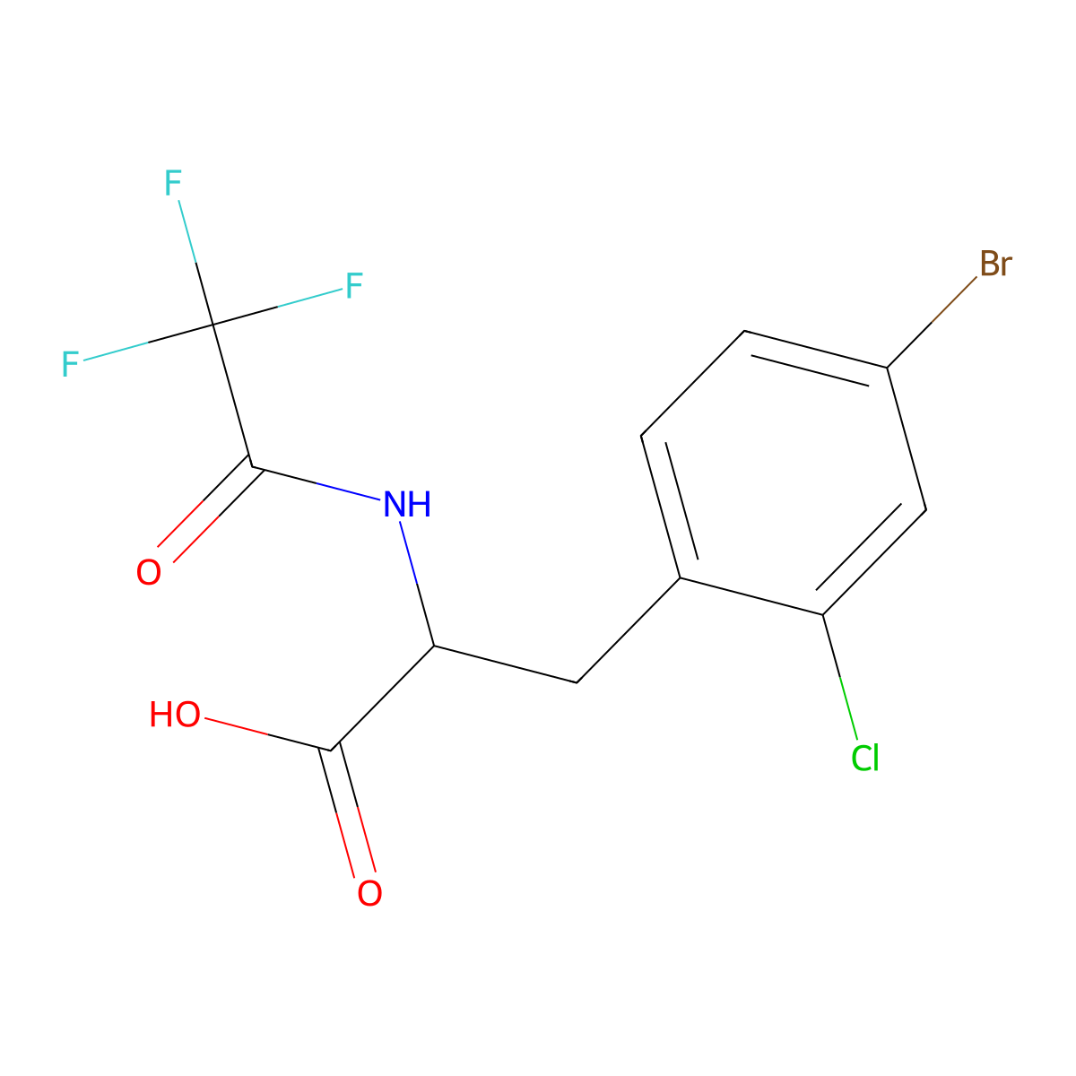 3-(4-Bromo-2-chlorophenyl)-2-(2,2,2-trifluoroacetamido)propanoic acid molecular structure, CAS 2920116-39-6